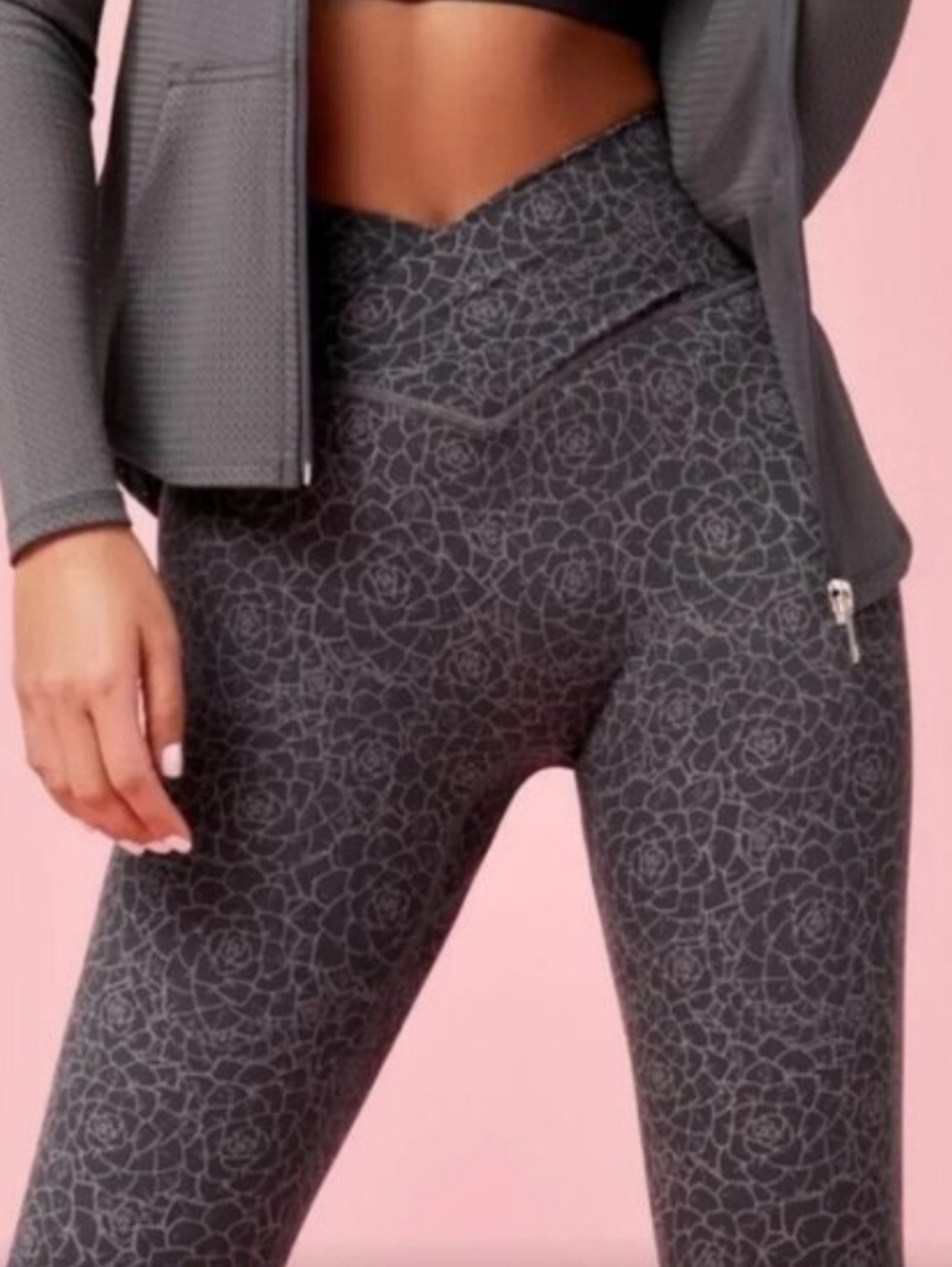 💕Buffbunny Siren Eden Garden High-Waist Floral Print Leggings - Gray